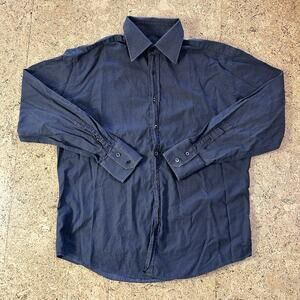 Vintage Gucci Solid Black Button Up Shirt 43 17